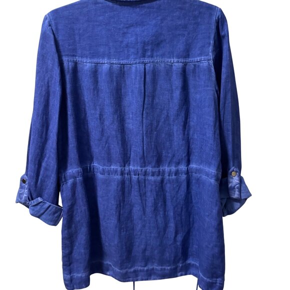 Chicos Womens Blue Shirt Jacket Size M 55% Cotton 45% Linen shirt - Picture 10 of 12